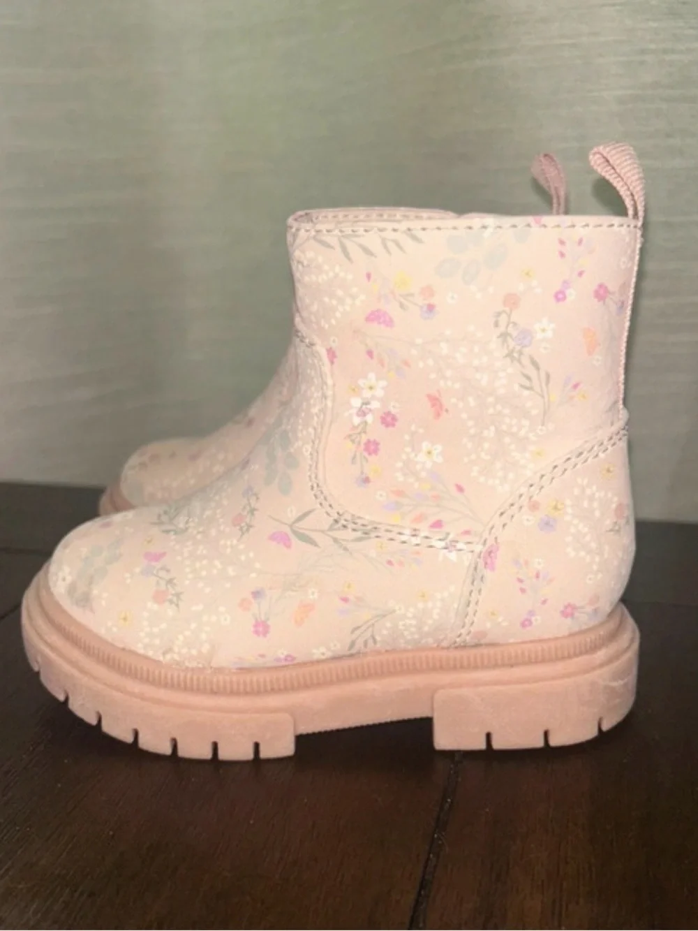 Cat & Jack Pink Floral Girls' Ankle Boots